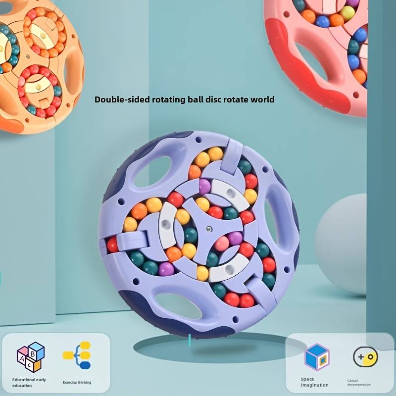 Puzzle à billes colorées – Jouet interactif rotatif double face