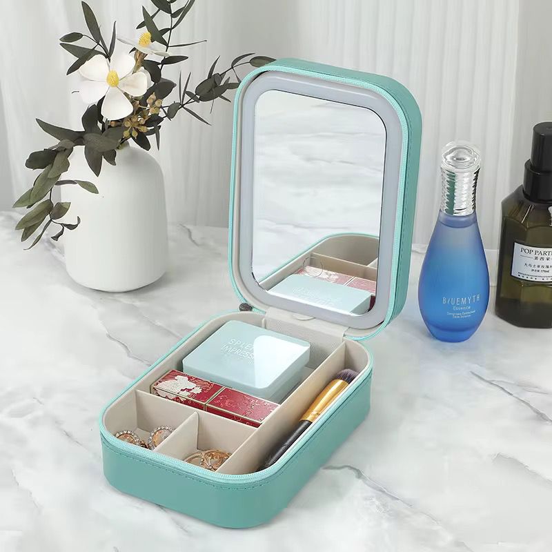 Boîte de Rangement Maquillage avec Miroir Lumineux LED – Compacte, Élégante et Rechargeable