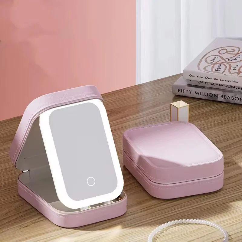 Image galerie 3 - Boîte de Rangement Maquillage avec Miroir Lumineux LED – Compacte, Élégante et Rechargeable